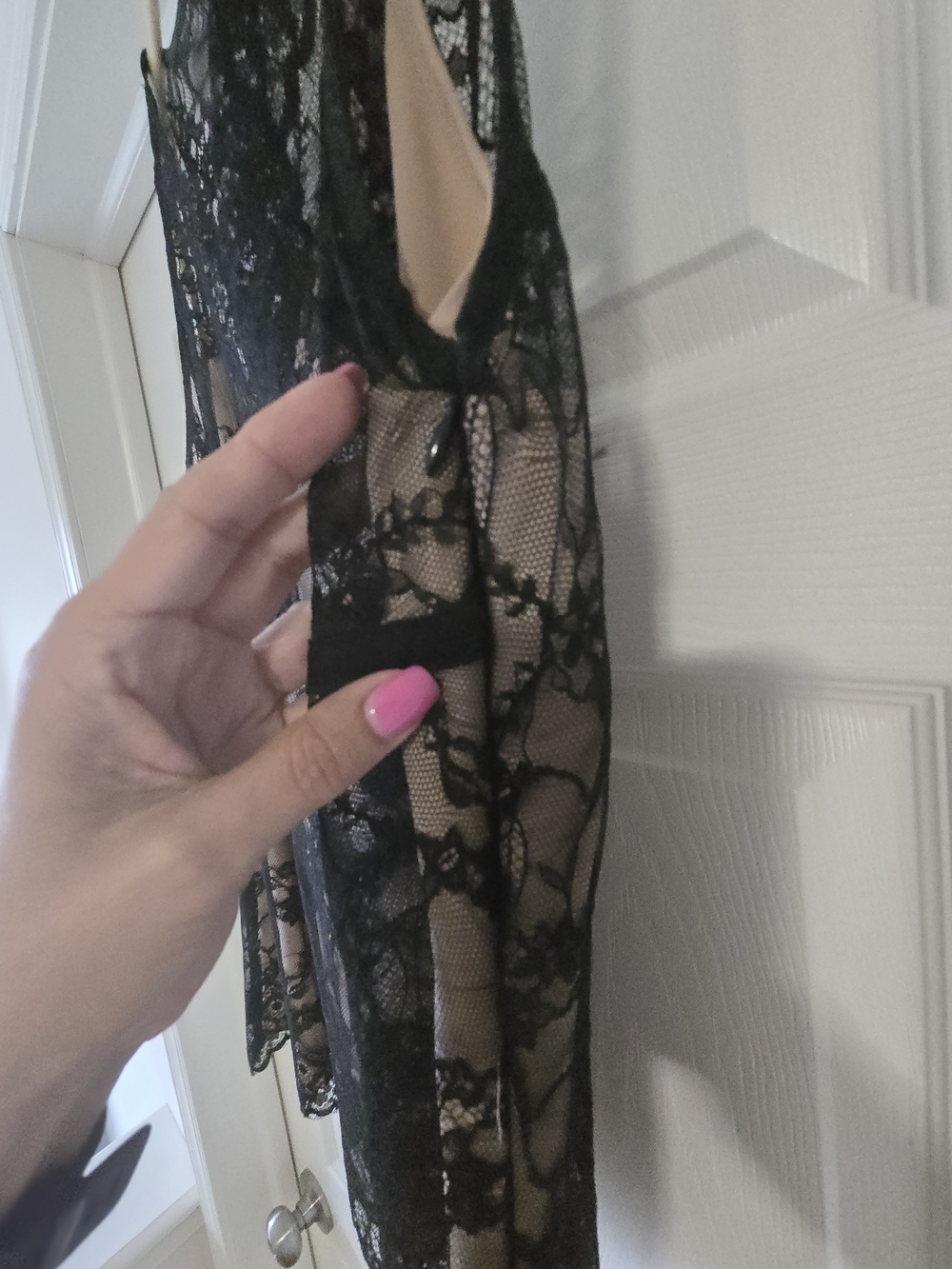 LOFT Black Lace Sheer Camisole with Nude Lining - Picture 4 of 6